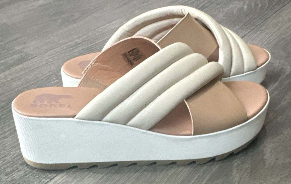 Sorel Cameron Puff Leather Wedge Sandals